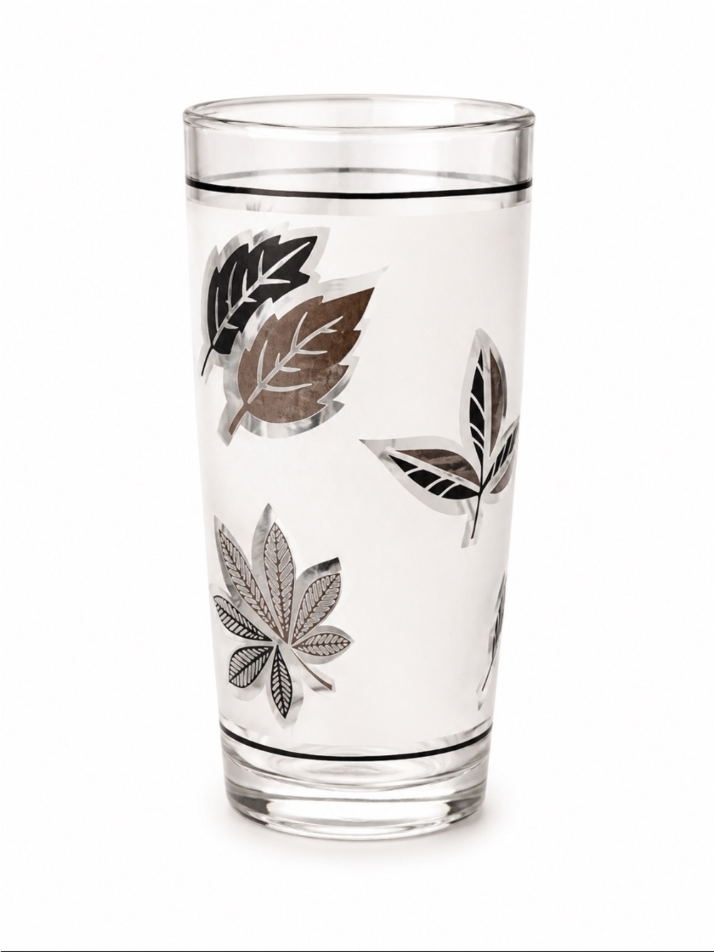 LIBBEY Mid Century 4” Juice Glass Silver Leaf “VINTAGE”
